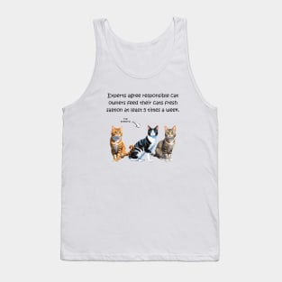 Experts agree responsible cat owners feed their cats fresh salmon at least 5 times a week - funny watercolour cat designs Tank Top